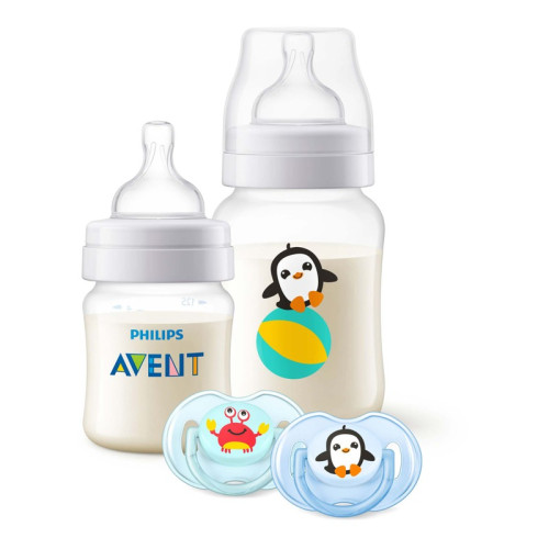 AVENT Geschenkset Klassik Fla.260ml+Schnuller blau