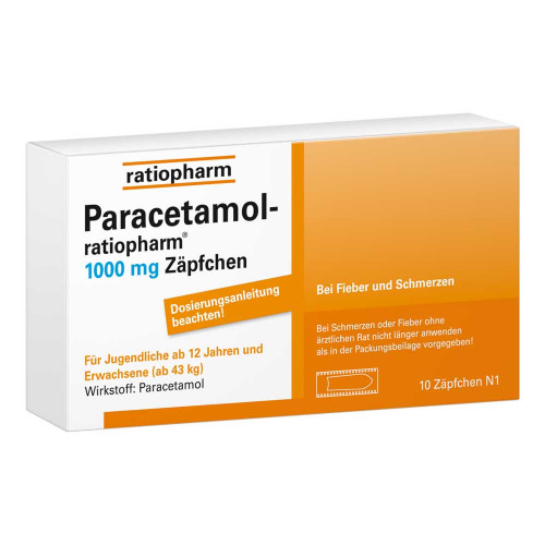 PARACETAMOL-ratiopharm 1.000 mg Z&auml;pfchen