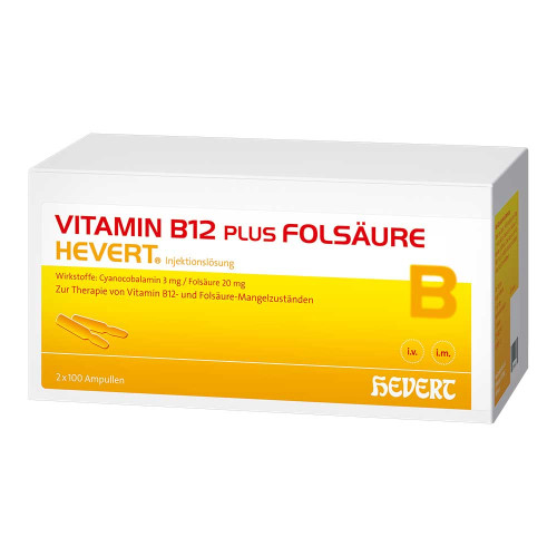 VITAMIN B12 PLUS Fols&auml;ure Hevert a 2 ml Ampullen