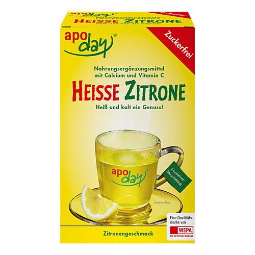 APODAY hei&szlig;e Zitrone Vit.C u.Calcium zuckerfr.Plv.