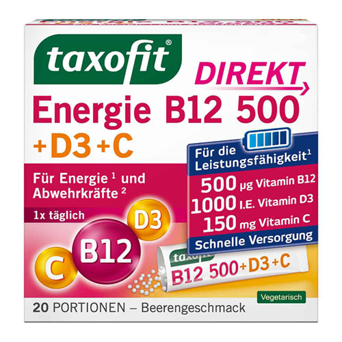 TAXOFIT Energie B12 500+D3+C Direkt Granulat