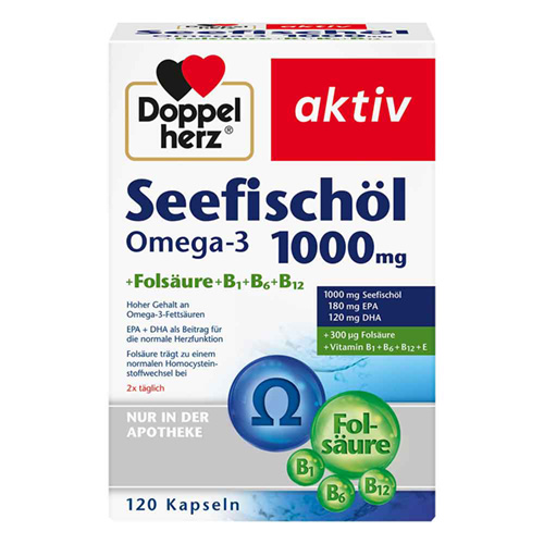 DOPPELHERZ Seefisch&ouml;l Omega-3 1.000 mg+Fols.Kaps.