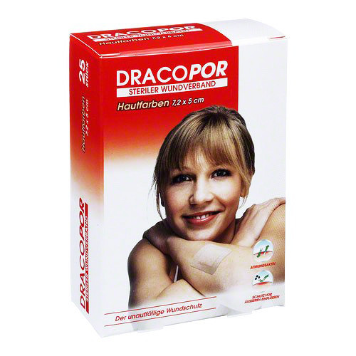 DRACOPOR Wundverband 5x7,2 cm steril hautfarben