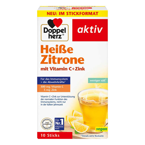 DOPPELHERZ hei&szlig;e Zitrone Vitamin C+Zink Granulat