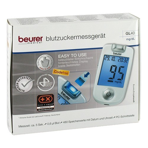 BEURER GL40 Blutzuckermessger&auml;t mg/dl codefree