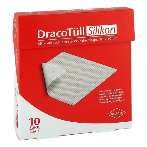DRACOT&Uuml;LL Silik.10x10cm silikonbesch.Wundkont.Aufl