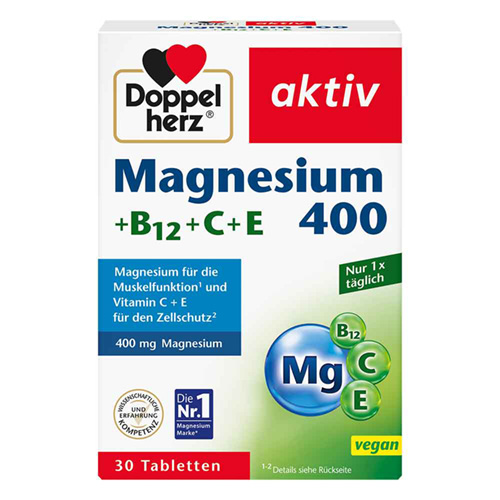 DOPPELHERZ Magnesium 400+B12+C+E Tabletten