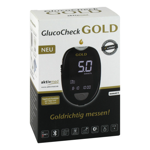 GLUCOCHECK GOLD Blutzuckermessger&auml;t Set mmol/l
