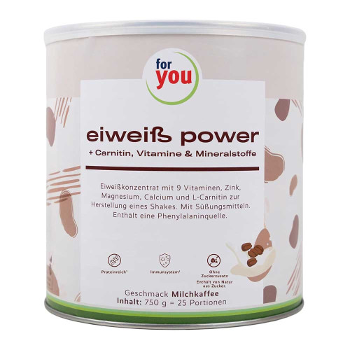 FOR YOU eiwei&szlig; power Milchkaffee Pulver