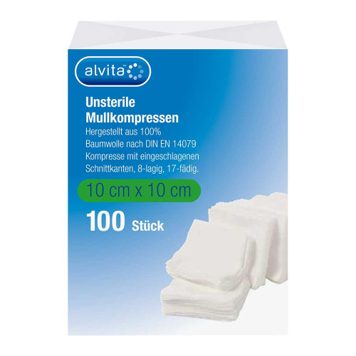 ALVITA Mullkompressen unsteril 10x10 cm