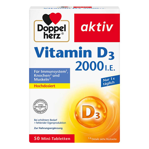 DOPPELHERZ Vitamin D3 2000 I.E. Tabletten