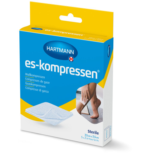 ES-KOMPRESSEN steril 7,5x7,5 cm 8fach 17f&auml;dig