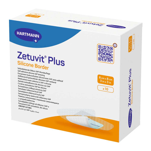 ZETUVIT Plus Silicone Border steril 8x8 cm