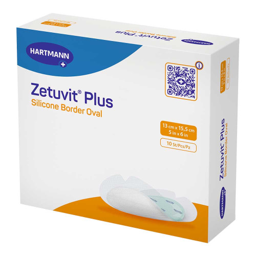 ZETUVIT Plus Silicone Border steril oval 13x15,5cm