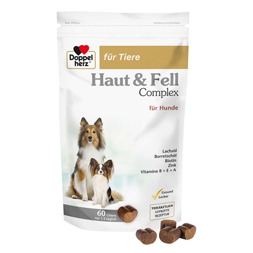 DOPPELHERZ f&uuml;r Tiere Haut&Fell Compl.Chews f.Hunde