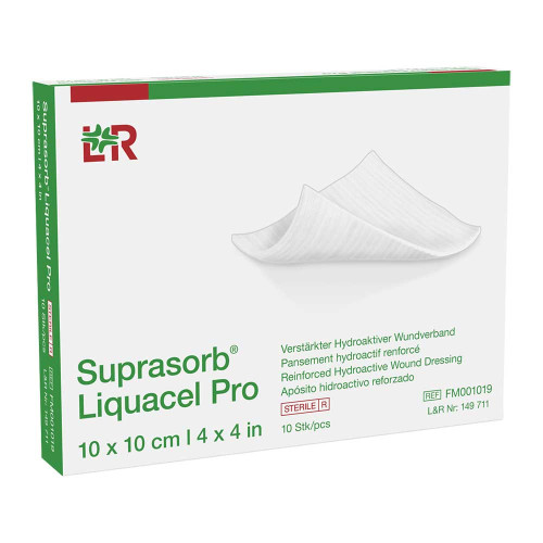 SUPRASORB Liquacel Pro 10x10 cm Kompressen