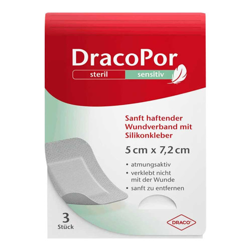 DRACOPOR sensitiv 5x7,2 cm steril m.Silikonkleber