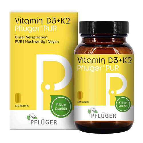 VITAMIN D3+K2 Pfl&uuml;ger PUR 1.000 I.E./75 &mu;g Kapseln