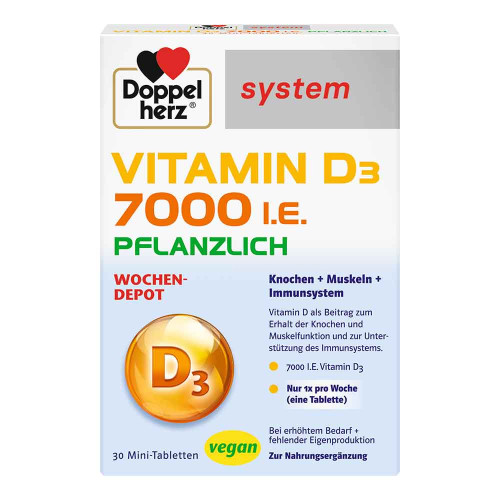 DOPPELHERZ Vitamin D3 7000 I.E. pflanzlich sys.TAB